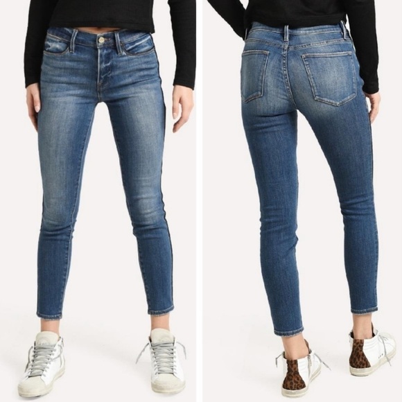 Frame Le High Skinny Jean Tuxedo Piping Serrano Wash Size 24 - Picture 1 of 16